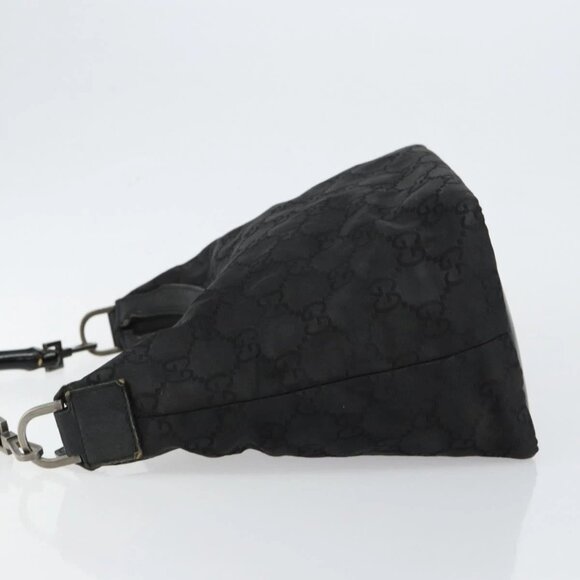 GUCCI Bamboo GG Canvas Shoulder Bag Nylon Black Silver 000 0531 Auth 146579 - Picture 5 of 16